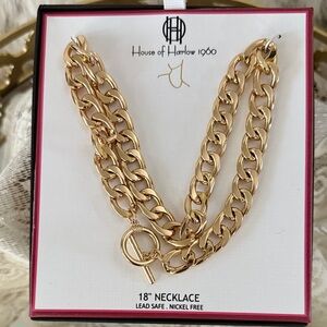 House of Harlow 1960 Gold Double-Row Chunky Toggle Necklace